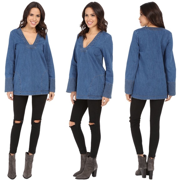 Free People Tops - {Free People} Dreaming of Denim Tunic Dress, $128